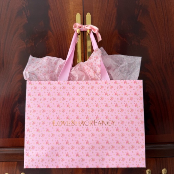 LoveShackFancy Jumbo Pink Floral Shopping Bag - Picture 3 of 15